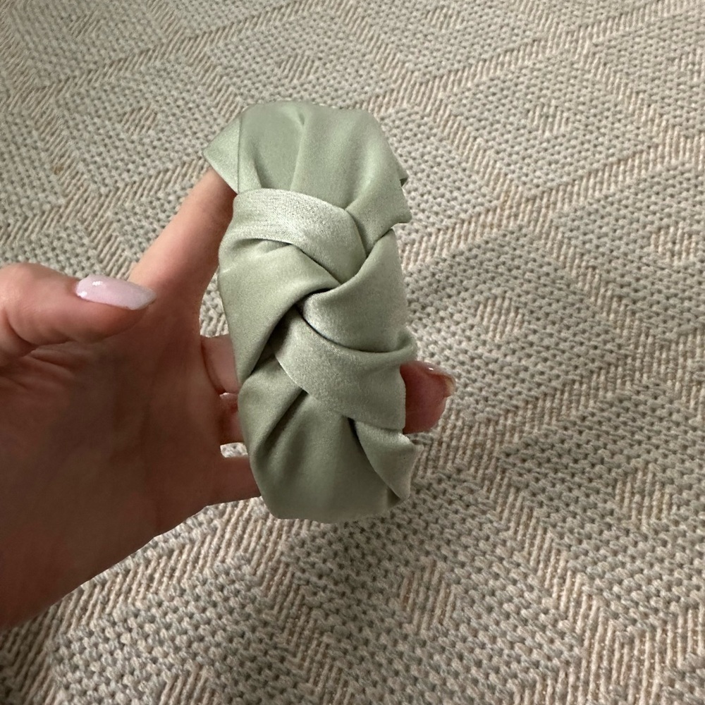 Elegant Sage Green Satin Headband - Picture 1 of 3